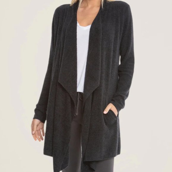 Barefoot Dreams Bamboo Chic Lite Island Wrap Cardigan Sweater Black L/XL - Picture 3 of 13